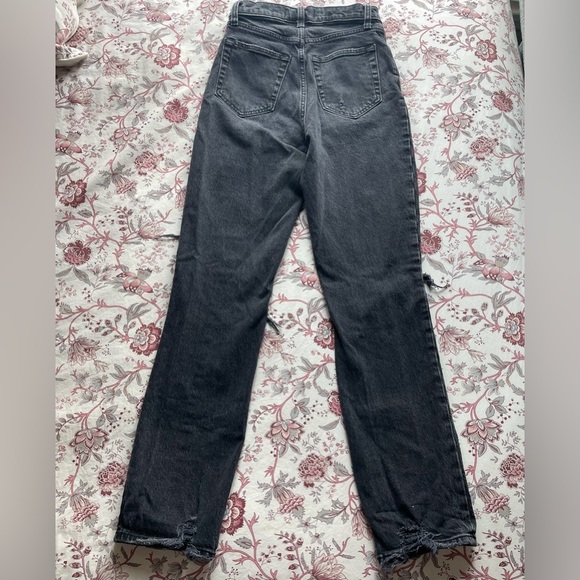 Abercrombie Curve Love 90s Straight Ultra High Rise Jeans Black Distressed 00 24 - Picture 5 of 12